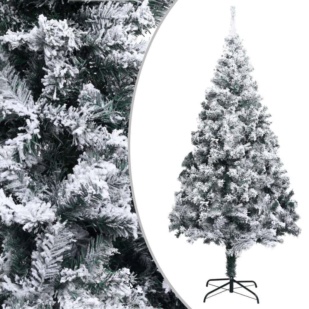 vidaXL - 6 ft Artificial Christmas Tree with Flocked Snow, Extra Thick Branches, Lifelike Appearance, Easy Assembly, Suitable for Indoor and Outdoor Use