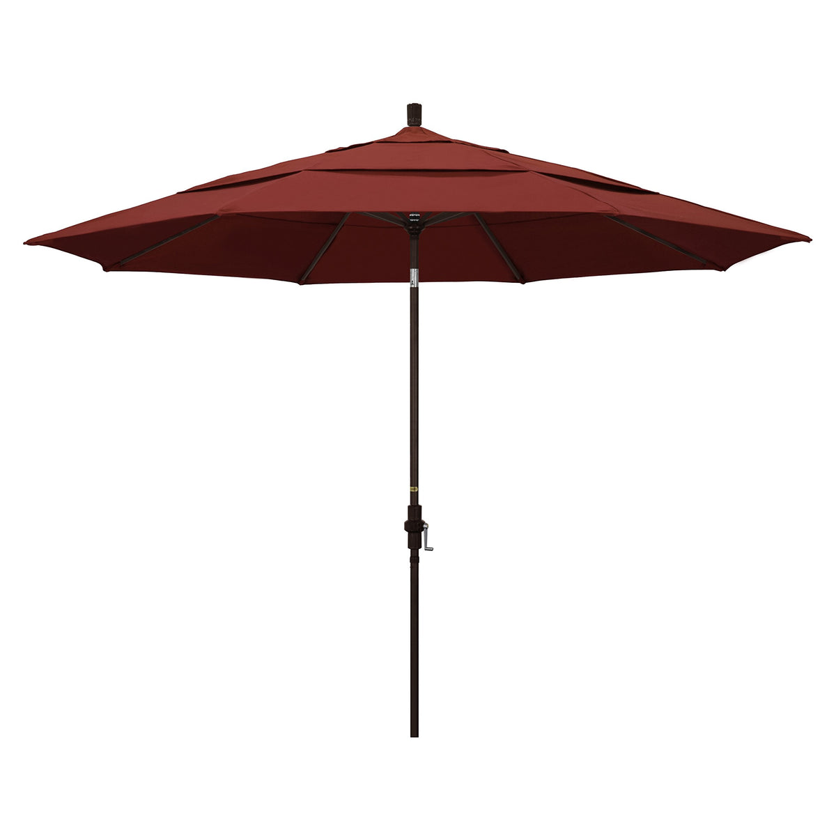 California Umbrella Gscu118117-5407-Dwv 11' Round Aluminum Market, Crank Lift, Collar Tilt, Bronze Pole, Sunbrella Henna Patio U