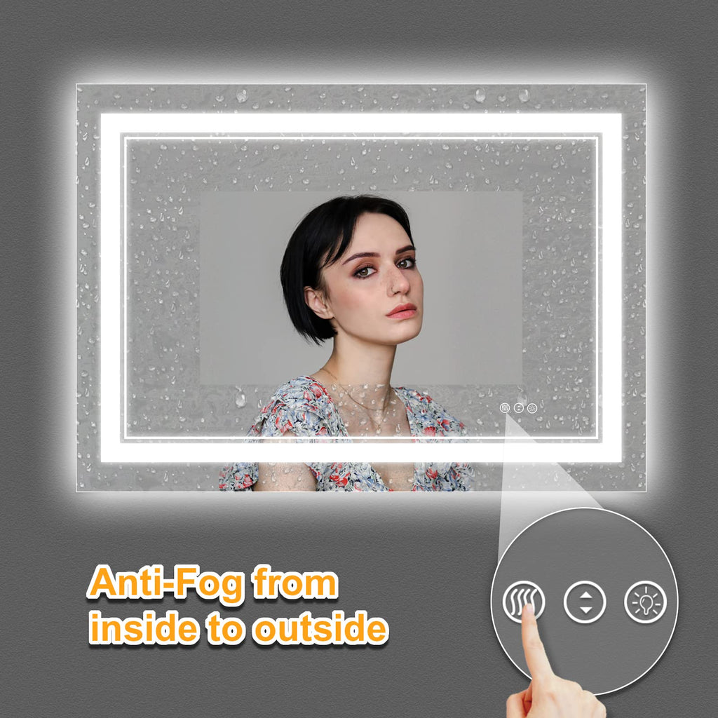 Istripmf 48X36 Inch Bathroom Mirror Led With Lights, Backlit And Front Lighted Anti-Fog Dimmable Memory Lighted Bathroom Vanity
