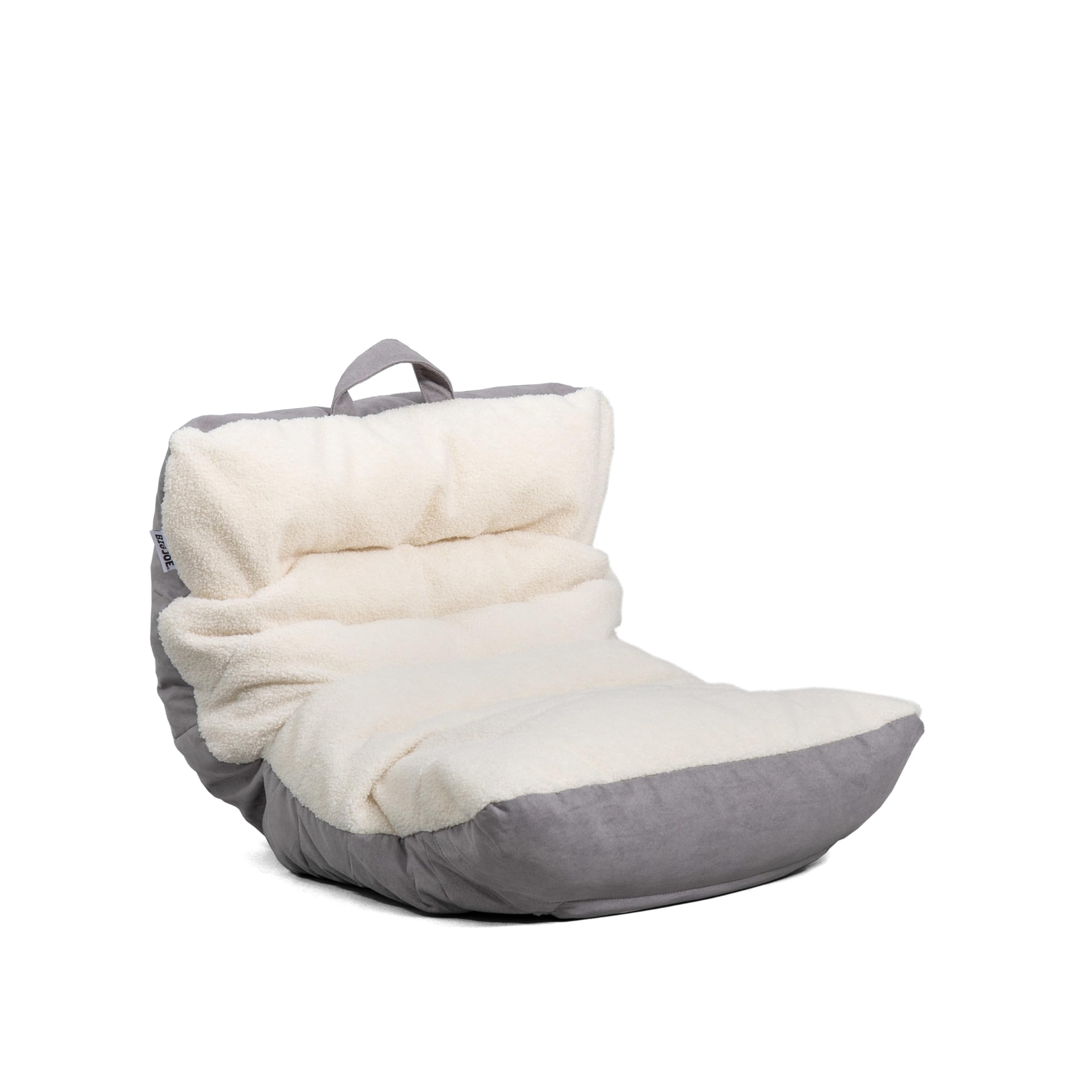 Big Joe Roma Kid's Bean Bag Chair, Oat Sherpa and Graphite, Vegan Suede, 2 feet