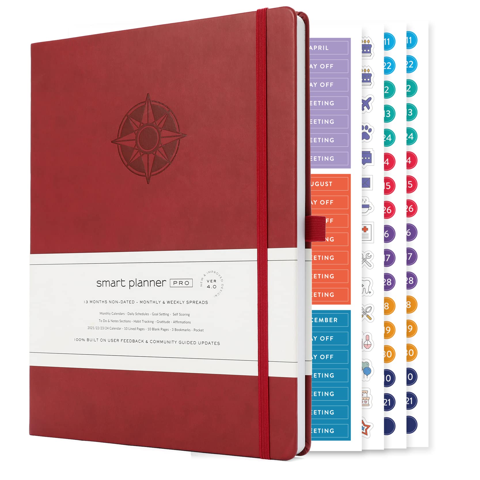 Smart Planner Pro - Undated Daily Planner - Large A4 - Achieve Goals & Increase Productivity With Weekly, Monthly, Work Sections
