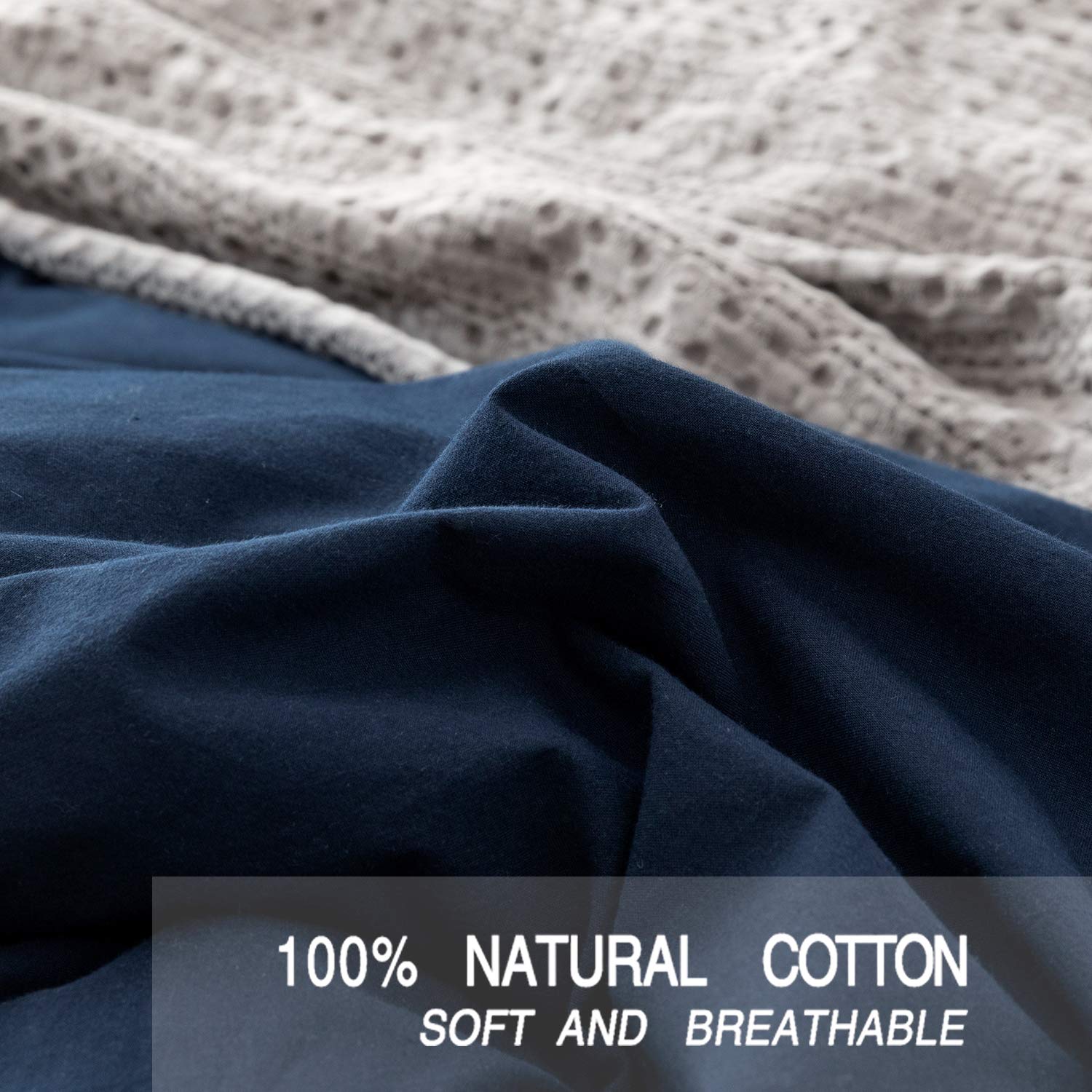Ecocott 100% Washed Cotton 3 Piece Bedding Set 1 Duvet Cover With Zipper And 2 Pillowcases, Ultra Soft And Easy Care Breathable