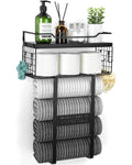 Towel Racks for Bathroom Wall Mounted - Bath Wall Towel Storage Holder Set Above Toilet, Rolled Towel Shelf Organizer for Small 