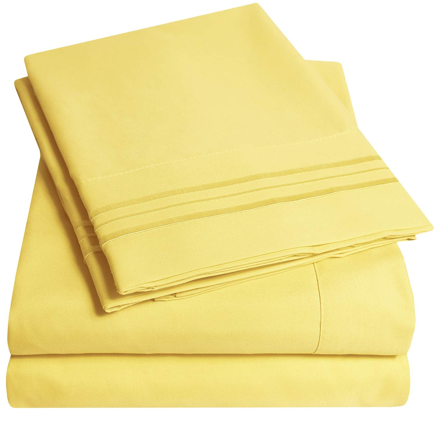 1500 Supreme Collection Full Sheet Sets Yellow - Luxury Hotel Bed Sheets And Pillowcase Set For Full Mattress - Extra Soft, Elas