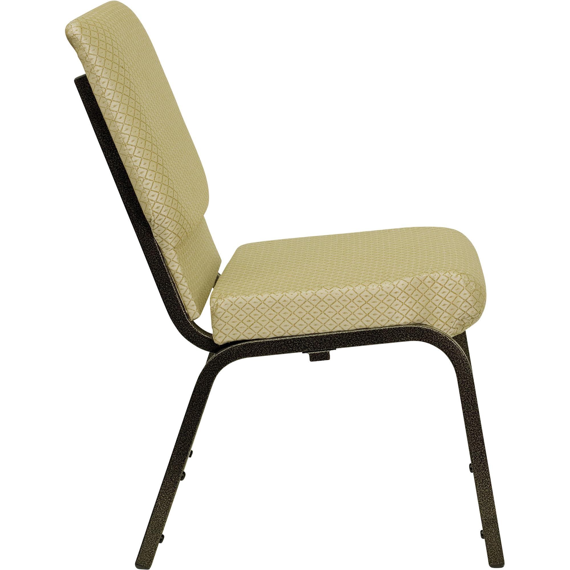 Flash Furniture HERCULES Series 18.5''W Stacking Church Chair in Beige Patterned Fabric - Gold Vein Frame