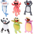 Zonon 6 Pcs 3D Funny Animal Bookmarks for Kids Wacky Cartoon Animal Bookmarks Set Cool Cute Squashed for Childrens Boys Girls St