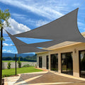 Artpuch 12'X12'X12' Sun Shade Sail Curved Commercial Outdoor Shade Cover Dark Grey Triangle Heavy Duty Permeable 185Gsm Backyard