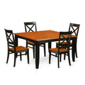 East West Furniture PFQU5-BCH-W 5 Piece Dinette Set for 4 Includes a Square Dining Room Table with Butterfly Leaf and 4 Kitchen Dining Chairs, 54x54 Inch, Black & Cherry