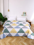 Urban Dream Fashion Geometric Cross Print White And Yellow Comforter