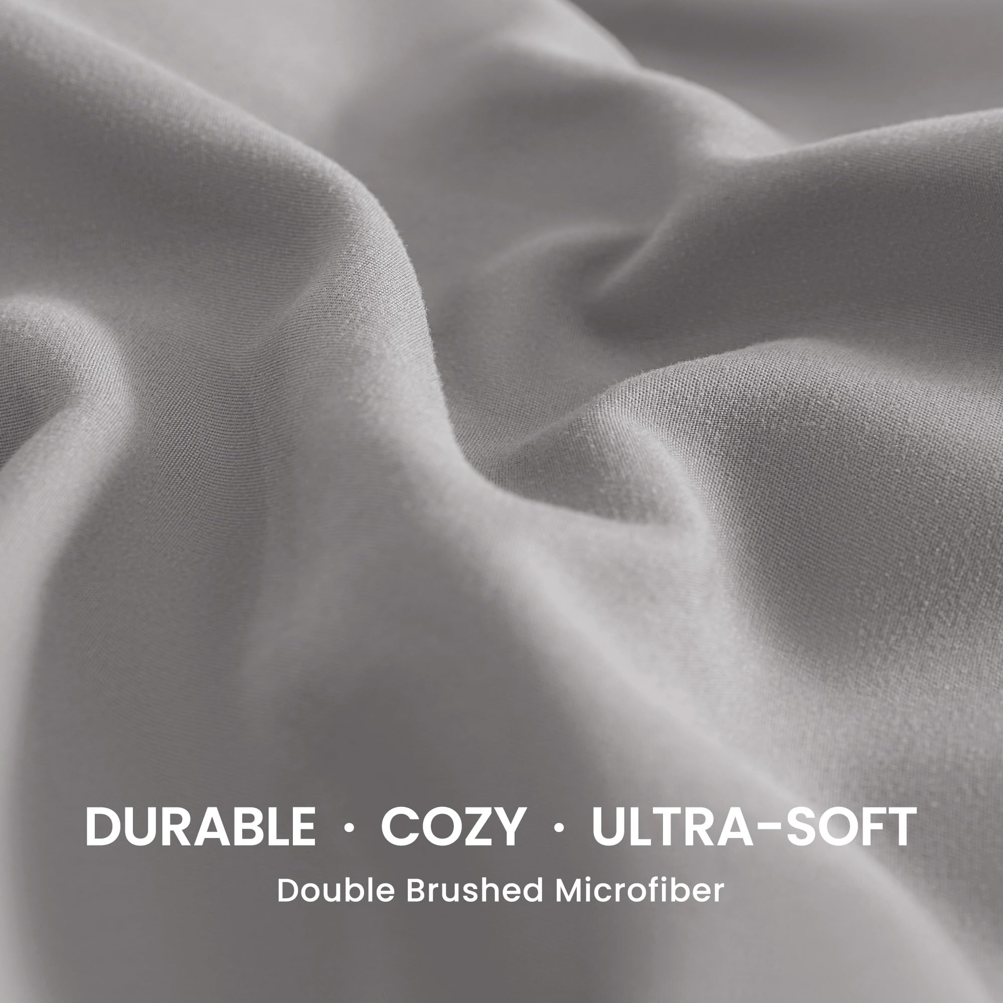 Sleep Zone Nanotex Super Soft Cooling Twin Bed Sheets Set For Kids 3 Piece - Easy Care Fitted Flat Sheet & Pillowcase Sets - Wrinkle Free, Fade Resistant, Deep Pocket 16' (Gull Gray, Twin)