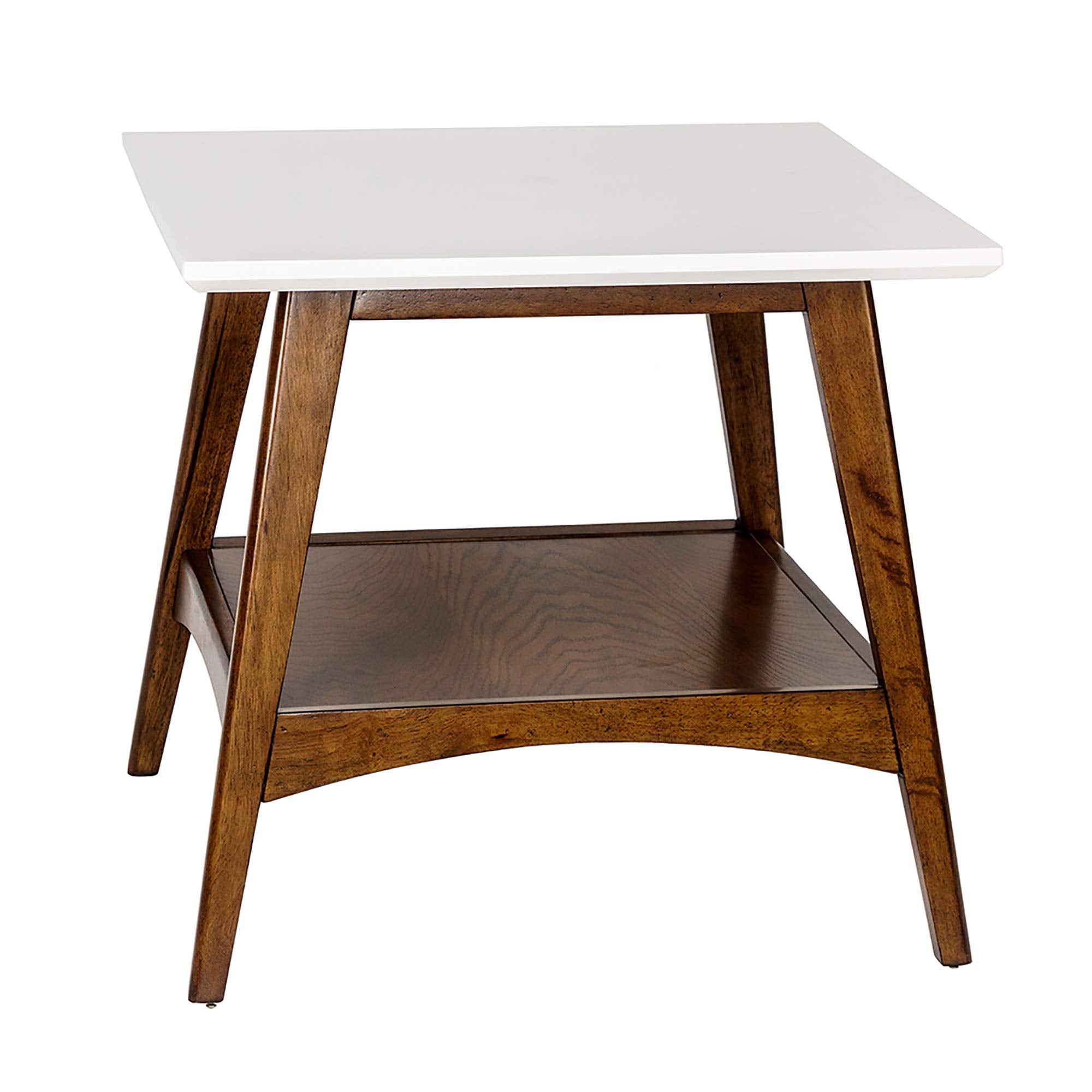 Madison Park Parker End Tables-Solid Wood, Two-Tone Finish with Lower Storage Shelf Modern Mid-Century Accent Living Room Furnit