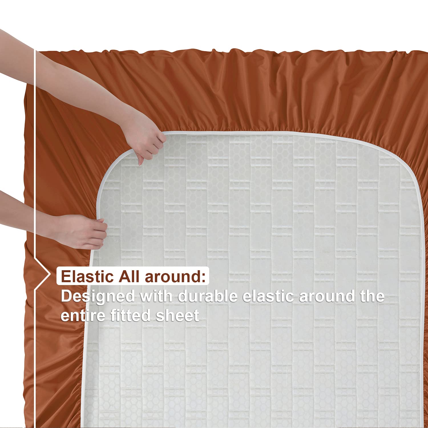 Nestl Kids Deep Pocket Twin Sheets 3 Piece Twin Size Bed Sheets With Fitted Sheet, Flat Sheet, Pillow Case - Extra Soft Bedsheet Set With Deep Pockets For Twin Size - Rust Sienna