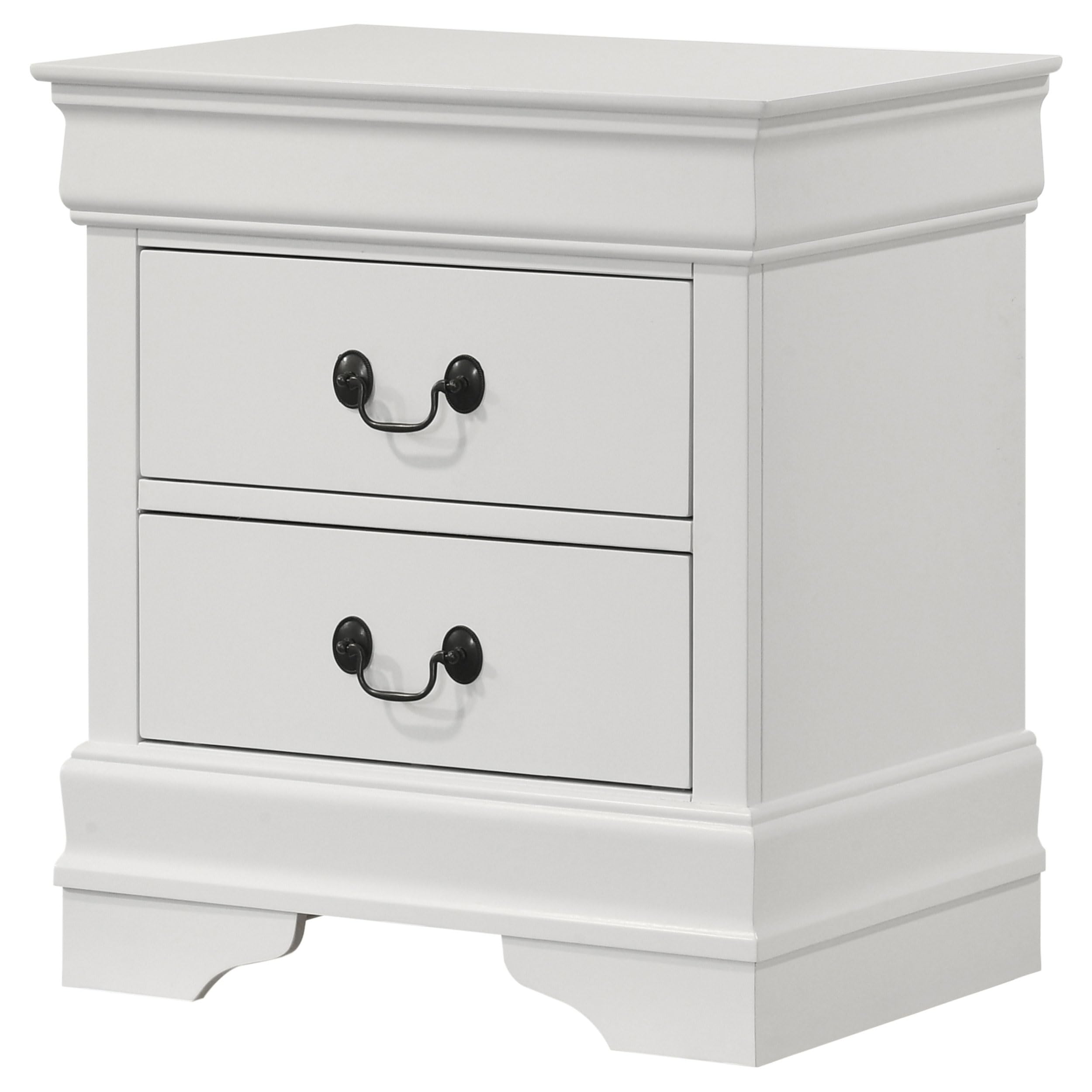 Coaster Home Furnishings Louis Philippe Traditional Wood 2-Drawer Bedroom Nightstand Bedside Table Organizer Unit White 202442