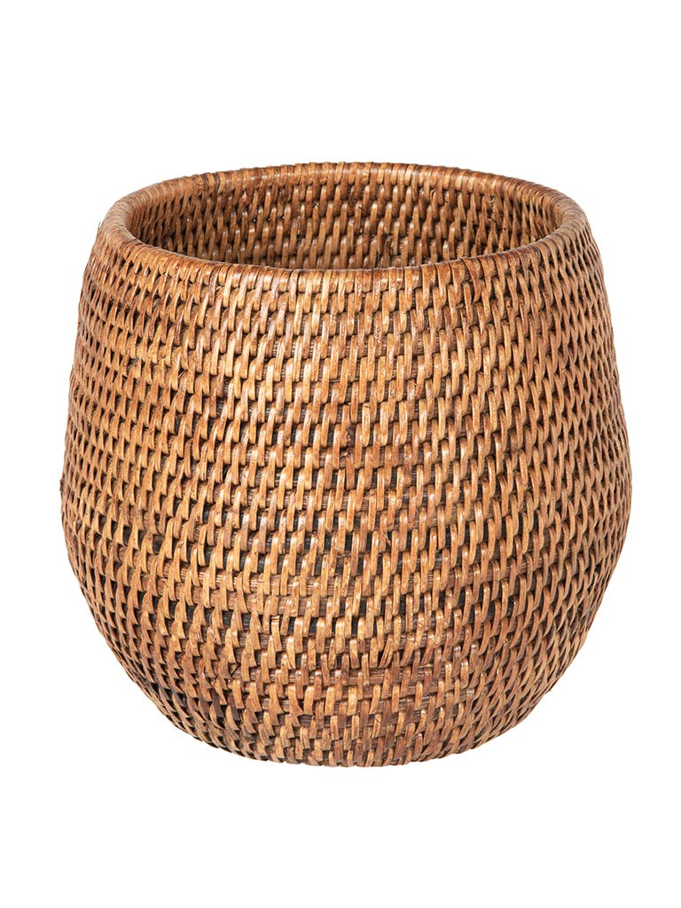 Kouboo La Jolla Coco Rattan Bowl, Honey-Brown, Small Planter