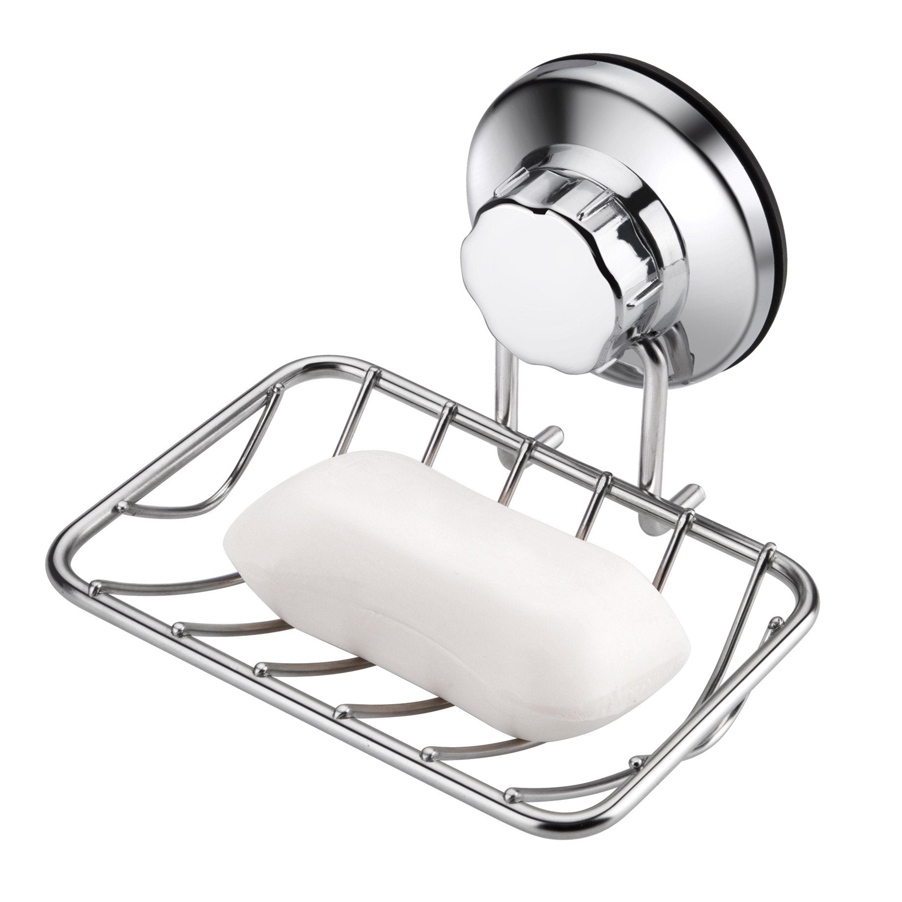 iPEGTOP Super Powerful Vacuum Suction Cup Soap Dish, Updated Strong Rustproof Stainless Steel Shower Caddy Soap Saver Sponge Hol