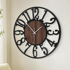 1St Owned Large Wall Clock For Living Room Decor- Decorative Antique 24 Inch Silent Non Ticking,Battery Operated,Black Metal,Woo