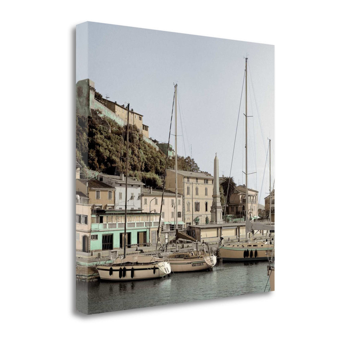 25' Picturesque Tuscan Village on a Harbour Giclee Wrap Canvas Wall Art