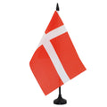 Denmark Table Flag 5' X 8' - Danish Desk Flag 21 X 14 Cm - Black Plastic Stick And Base - Az Flag