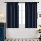 Deconovo Short Curtains For Small Window, 54 Inch Long Thermal Insulated Room Darkening Curtains For Bedroom - W42 X L54 Inch, Navy Blue, Set Of 2