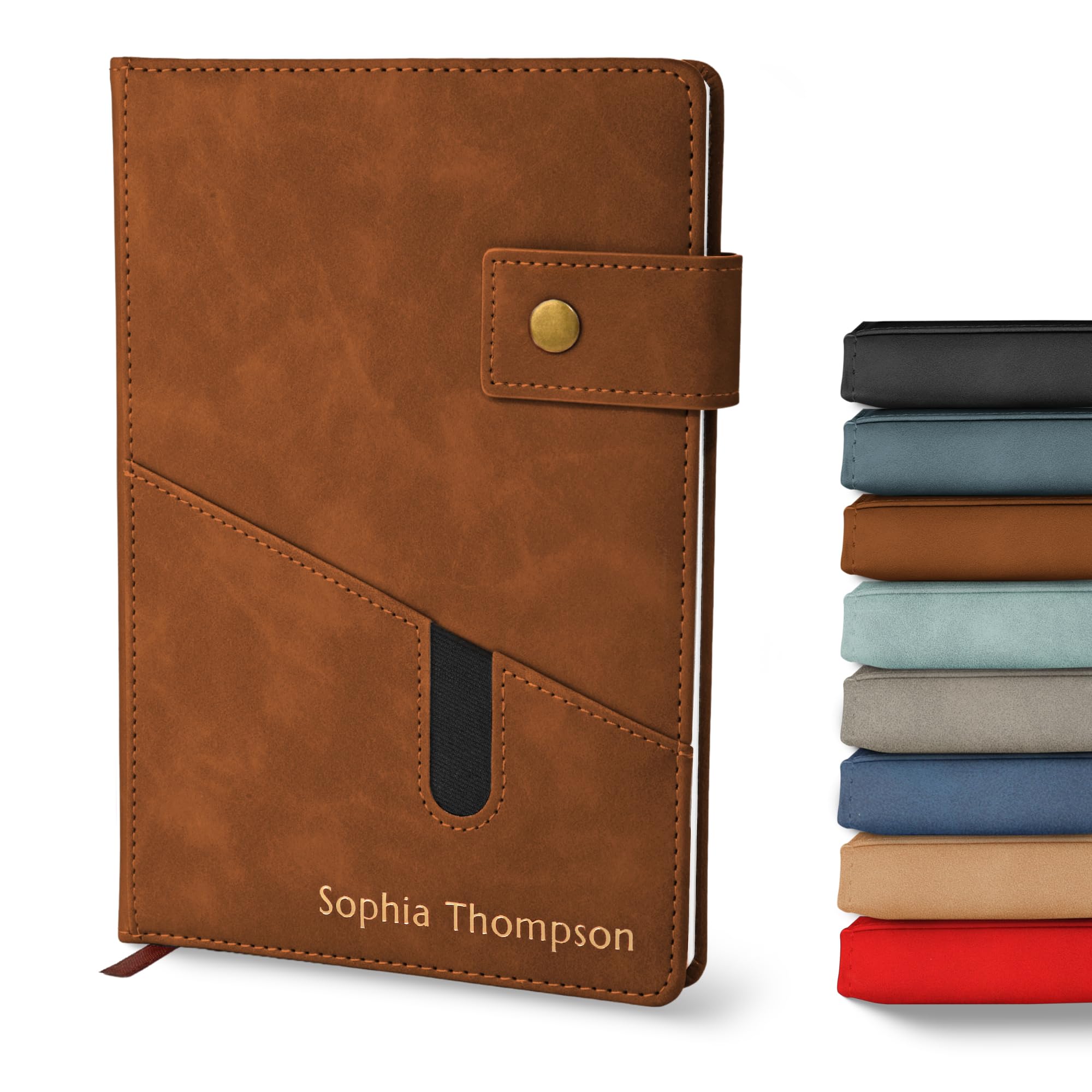 Promot Personalized Notebook - A5 Lined Leather Bound Journal For Writing Women Men - Hardcover Executive Notebook, Daily Journa