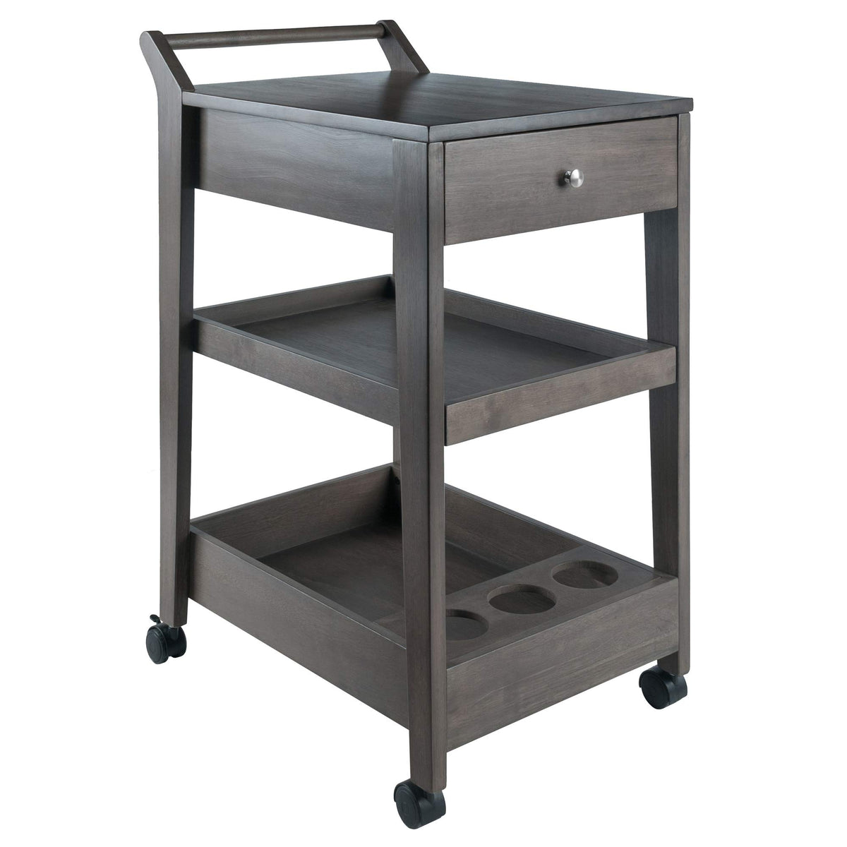 Ergode 'Stunning Natural Finish Mario Utility Cart | Ample Storage | Pull-Out Cutting Board | Towel & Knife Holders | Casters | 33.1'W x 20.4'D x 31.9'H'