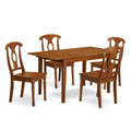 East West Furniture PSNA5-SBR-W 5 Piece Dining Room Furniture Set Includes a Rectangle Kitchen Table with Butterfly Leaf and 4 Dining Chairs, 32x60 Inch, Saddle Brown