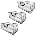 Clear Storage Bags - 3 Pack Zippered Moving Bags, See Thru Transparent Heavy Duty Totes with Handles, Large & Waterproof for Clo
