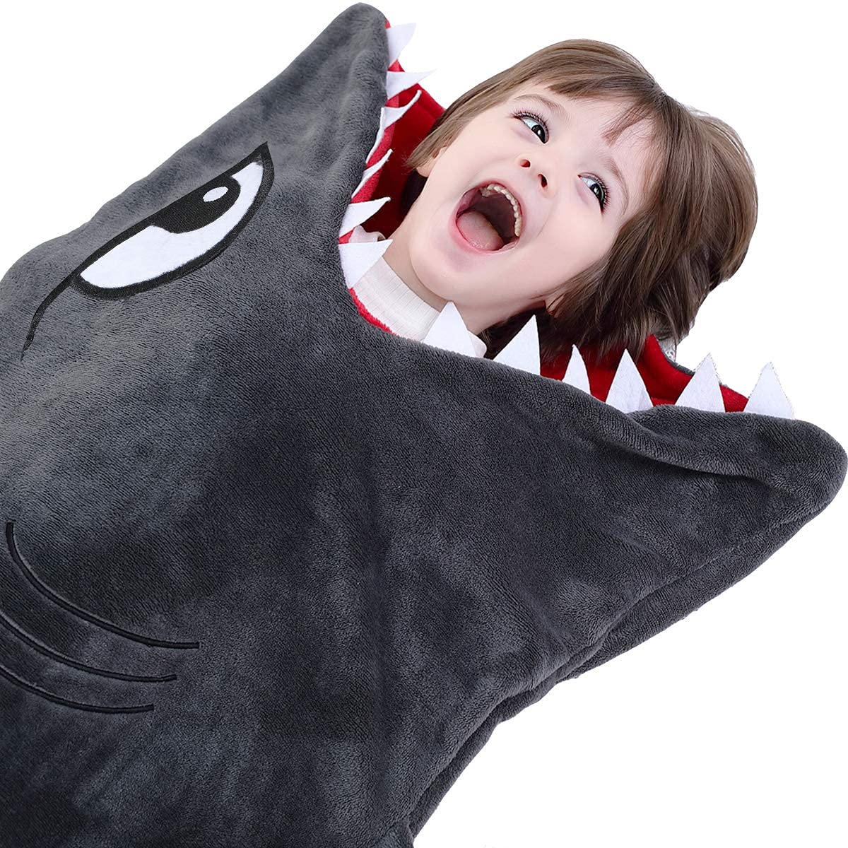 Cozybomb Shark Blanket Cozy Wearable Shark Blanket Hoodie,Cartoon Animals Shark Blanket Hoodie Onesie,Gray Sleeping Bag Interest