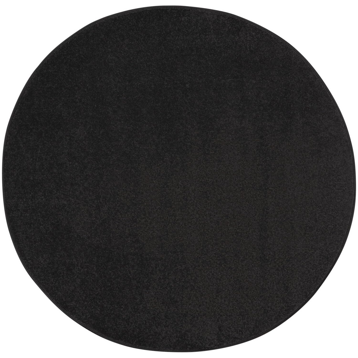 Nourison Essentials Indoor/Outdoor Black 4' X Round Area Rug, Easy Cleaning, Non Shedding, Bed Room, Living Room, Dining Room, B