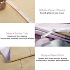 Mildly 100% Long-Staple Cotton Duvet Cover Set Abstract Gray Pink Marble Pattern Printed Comforter Cover 3Pcs, Ultra Soft & Brea