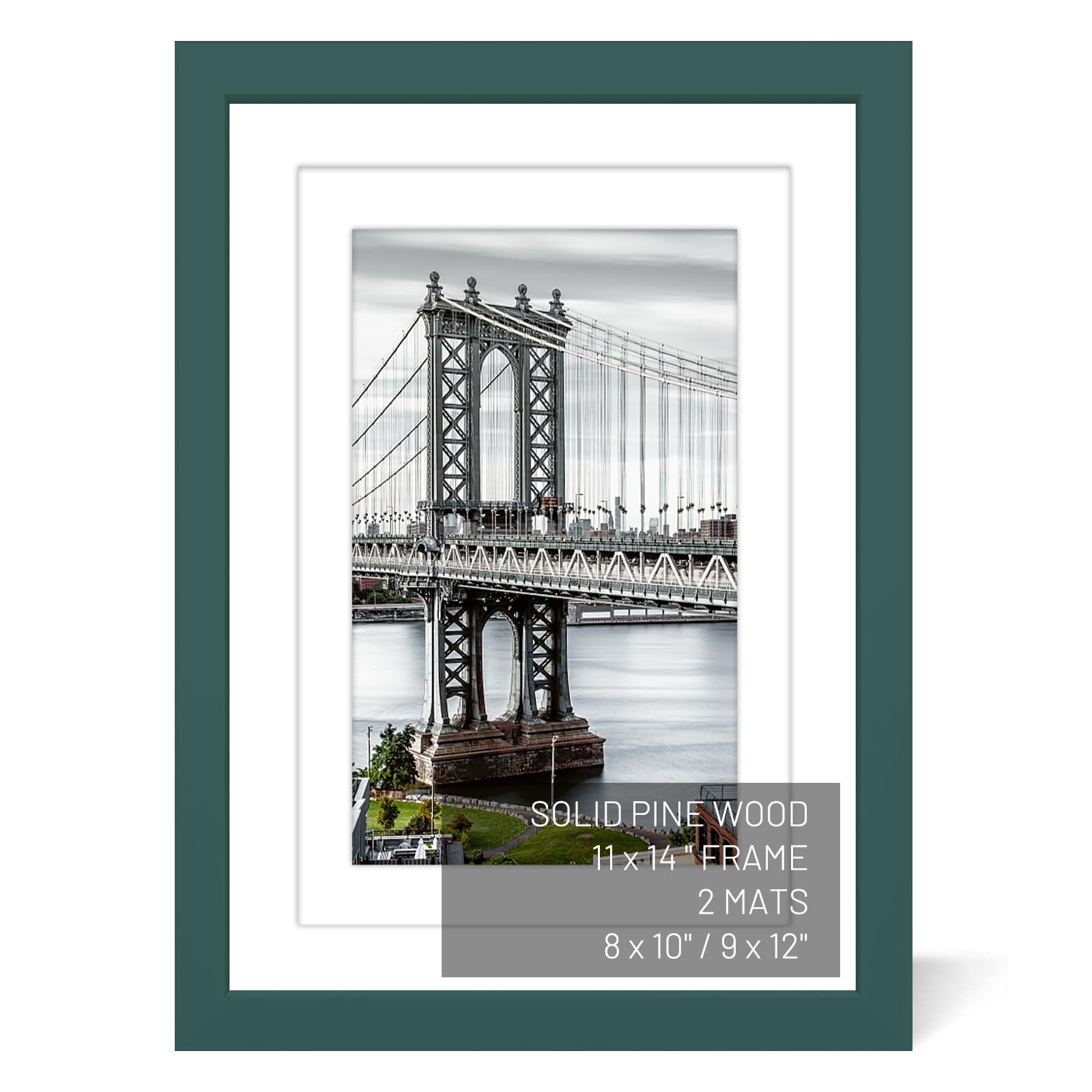 UHFWIFR 11x14 Picture Frames Solid Wood Display Pictures 9x12 or 8x10 with Mat or 11x14 Frame without Mat Poster Photo Frame Art