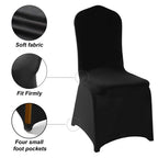 Ascoza 6 Pack Black Spandex Chair Covers For High Back Chairs In Stretch Washable Fabric For Wedding, Party,Holidays,Celebration And Other Special Events