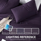 Cathay Home Essentials Ultra Soft Hypoallergenic Wrinkle Resistant Double Brushed Microfiber Bedding Sheet Set, Eggplant, Full
