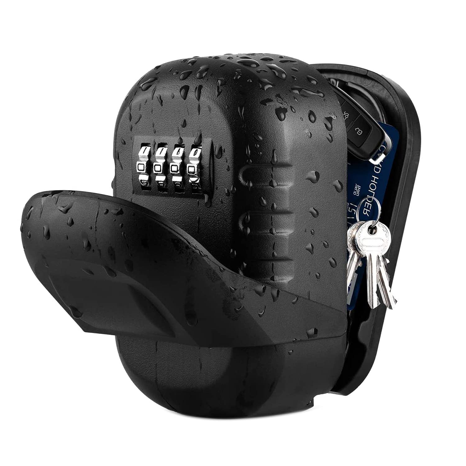 Key Safe Lock Box For Outside, House Key Storage Box With 4 Digit Resettable Combination Code Secure Wall Mounted Box Hide Keys