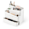 Umbra Glam Large Three Drawers Cosmetic Organizer with Rubber Feet and Removable Dividers (White and Gray)