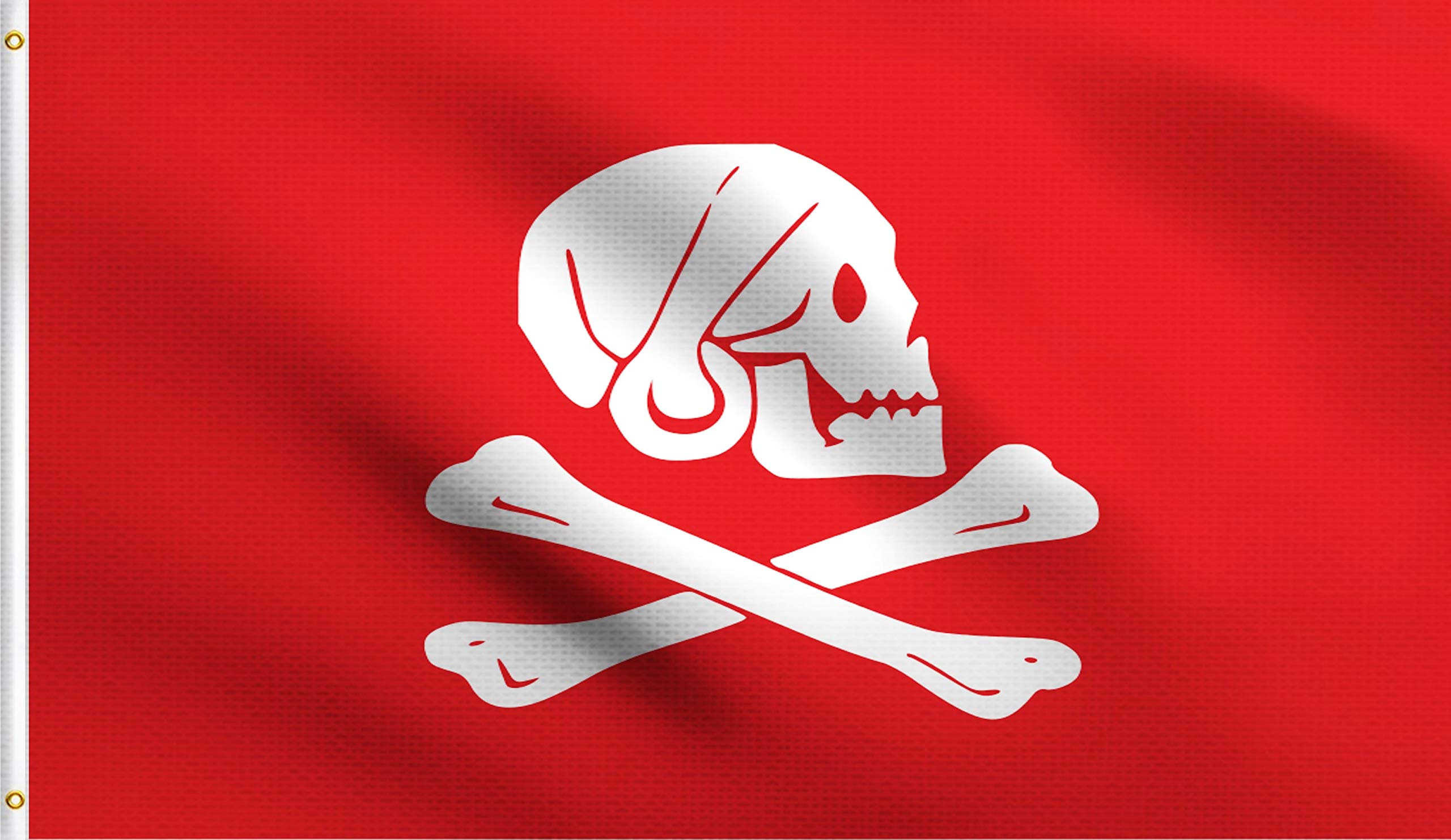 Dmse Henry Every Red Jolly Roger Skull Crossbones Death Pirate Flag 3X5 Ft Foot 100% Polyester 100D Flag Uv Resistant (3'X5' Ft