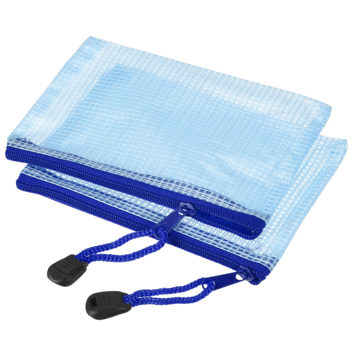 Meccanixity Mesh Zipper Bags, A6 Size File Document Pockets Bill Pouch Folders For Office Home Supply, Blue Pack Of 6