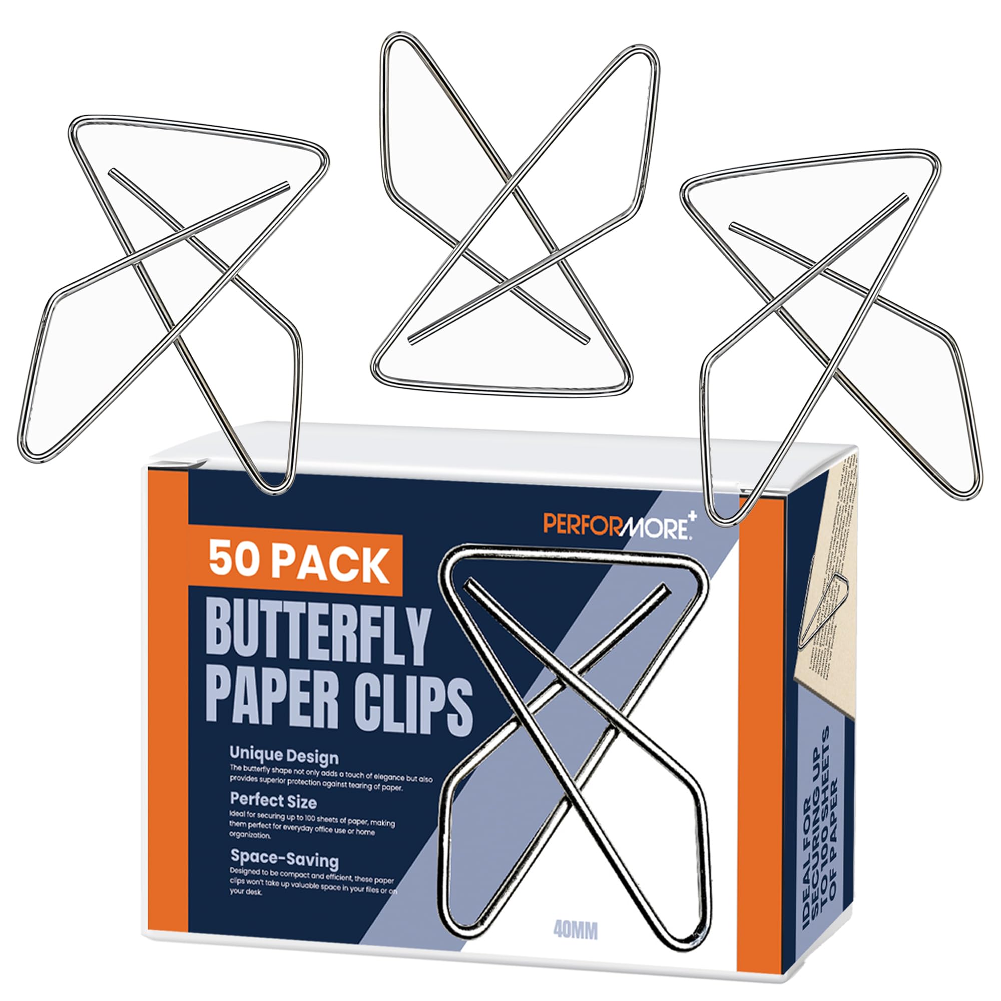 Performore Butterfly Clamps 1.6X1.2 Inch, 1.4Mm Thickness- 50 Durable Clamps Per Box- Versatile Clips For Crafting, Sewing,And D