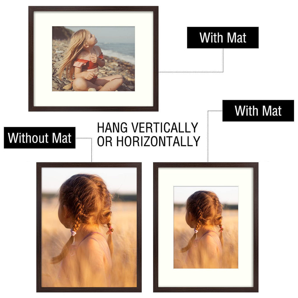 Golden State Art, 16X20 Picture Frame With Mat For 11X14 - High Definition Glass Wall Mounting Horizontal Vertical Display (Brow