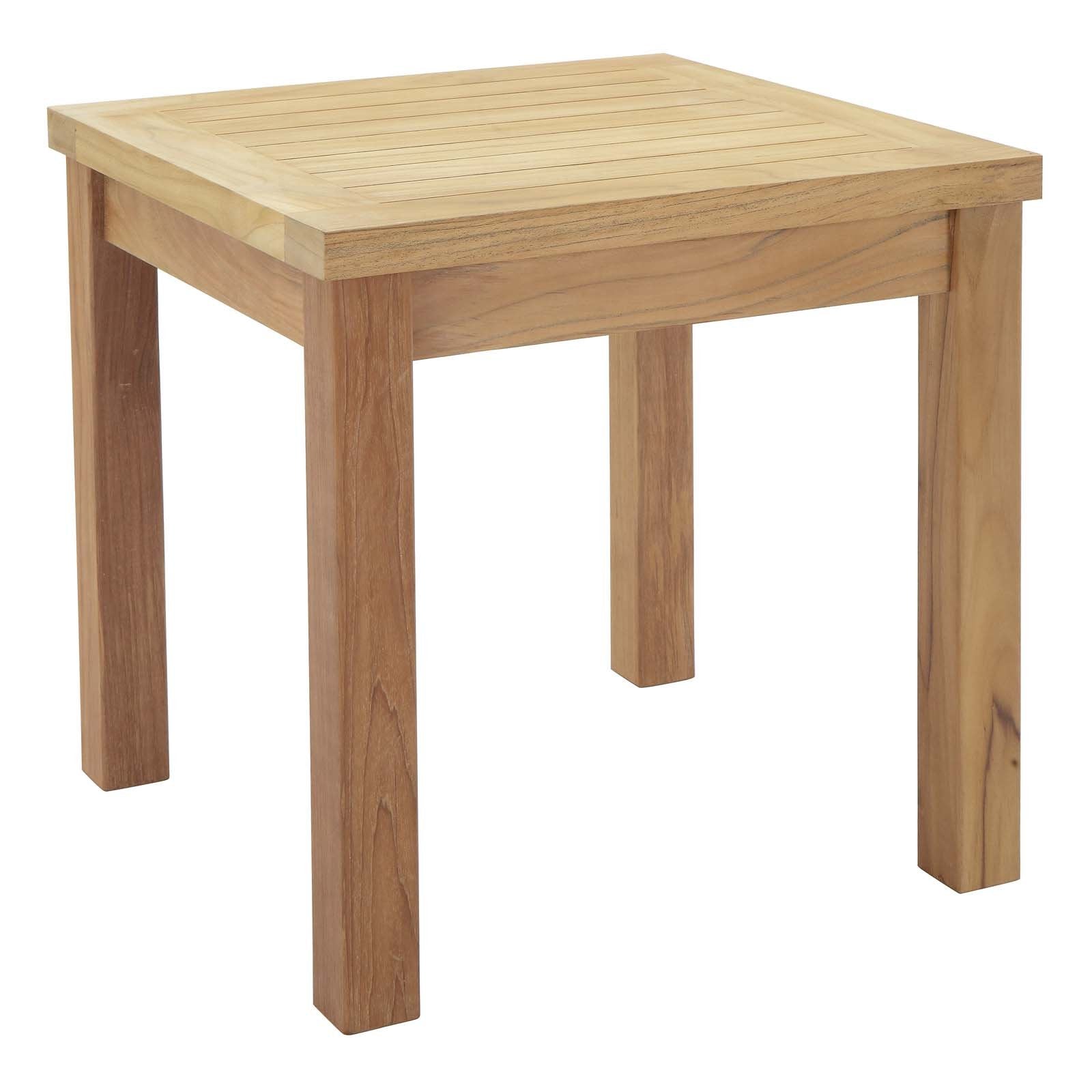 Modway Marina Premium Grade A Teak Wood Outdoor Patio Square Side End Table in Natural