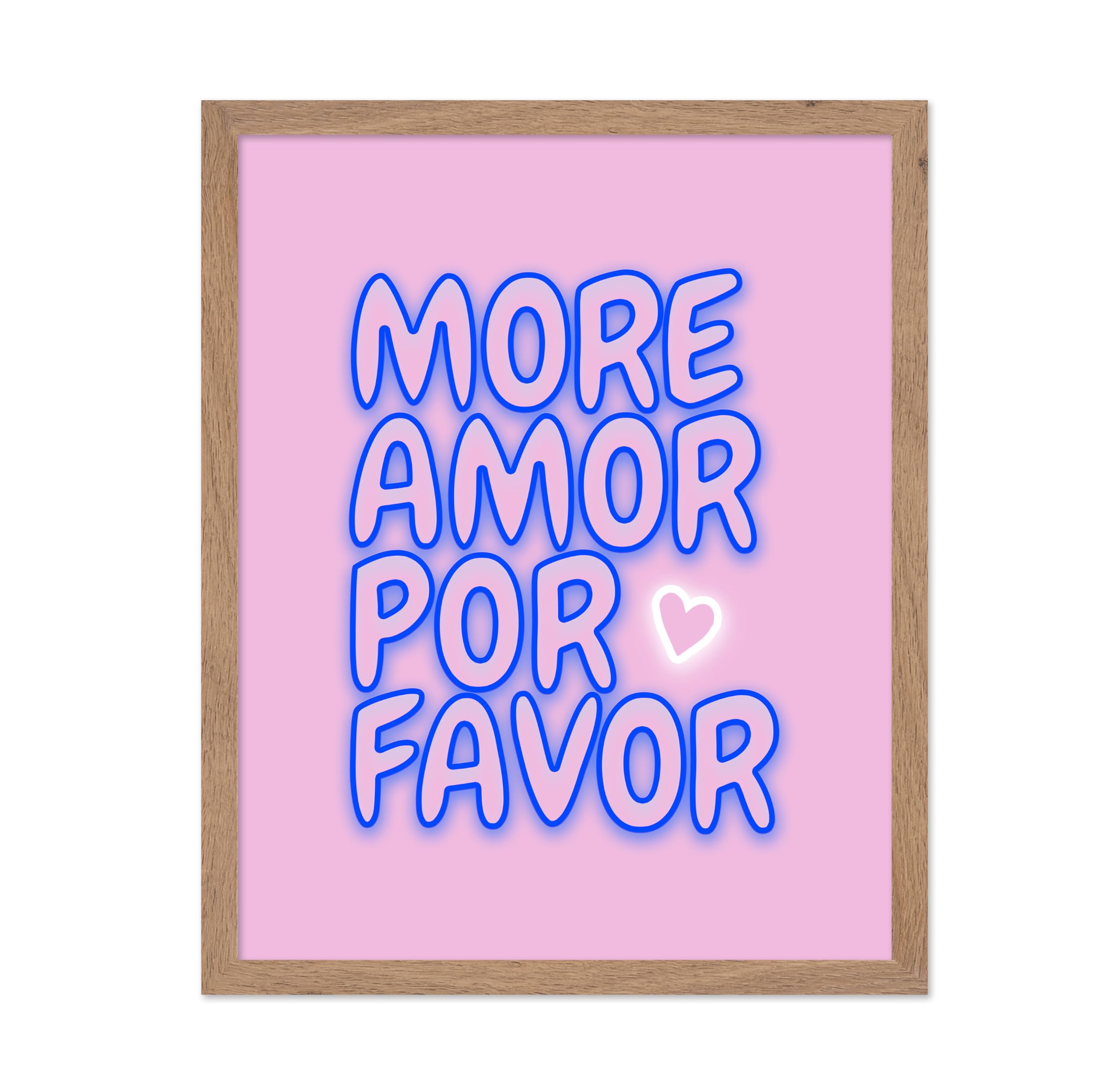 Poster Master More Amor Por Favor Poster - More Amor Por Favor Quote Print - Neon Quote Art - Gift for Him, Her, Lovers - Blue W