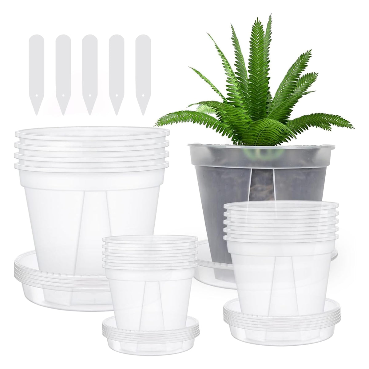 Clear Plant Pots With Drainage - Transparent Planters For Healthy Roots & Optimal Growth - Ideal For Indoor & Outdoor Gardens -