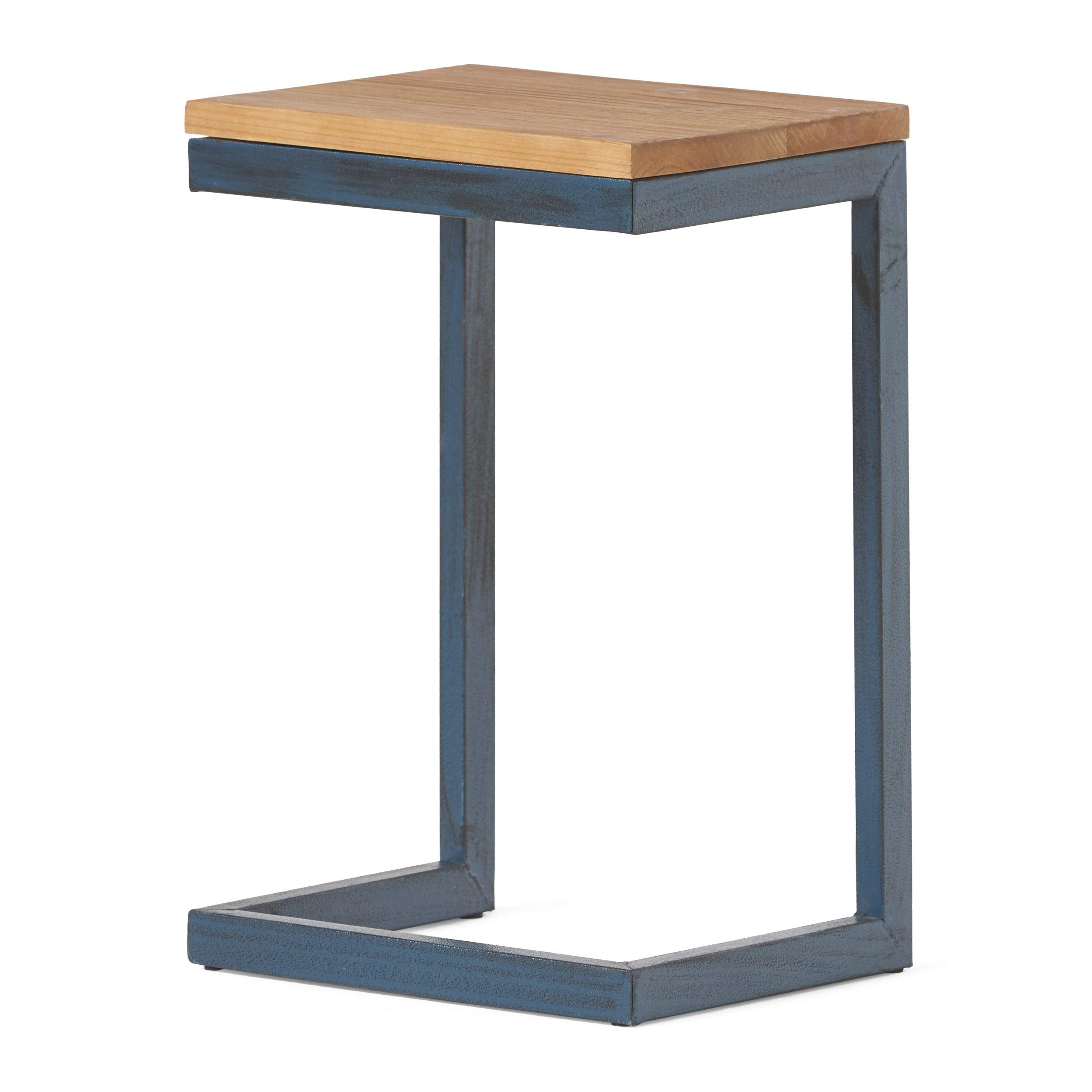 Christopher Knight Home Darlah Small Firwood Antique Table, Antique, Antique Natural and Black With Blue, 10.25   D x 12.75   W 
