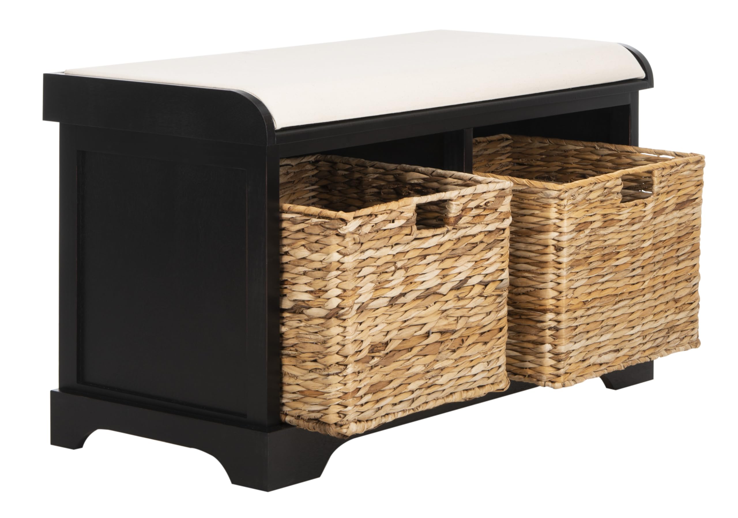 Safavieh Home Collection Freddy Black/ Wicker Basket 2-Drawer Storage Bench With Cushion (Fully Assembled)