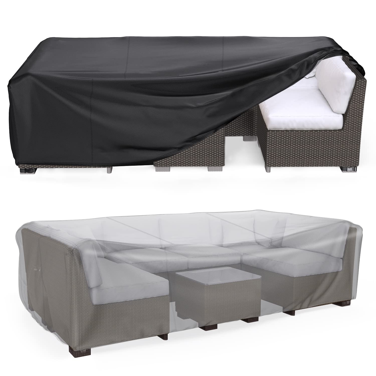 Patio Furniture Set Cover Waterproof, Mrrihand Outdoor Sectional Sofa Set Cover Heavy Duty 600D Table And Chair Set Cover 111'