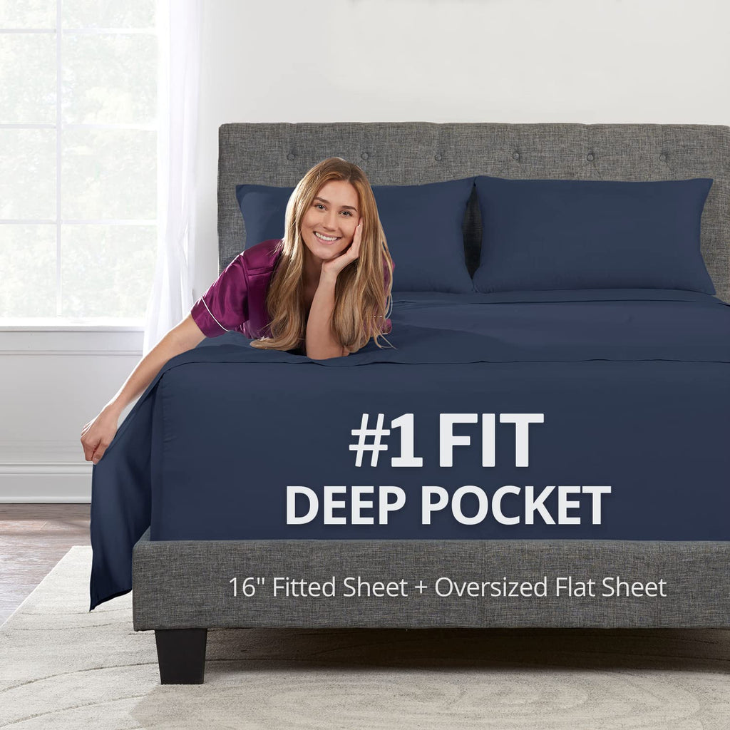 Deep Pocket Twin Bed Sheets - 3-Piece Includes: Real 16    Inch Extra Deep Pocket Fitted Sheet [Best-Fit For 14   -18 Mattress]