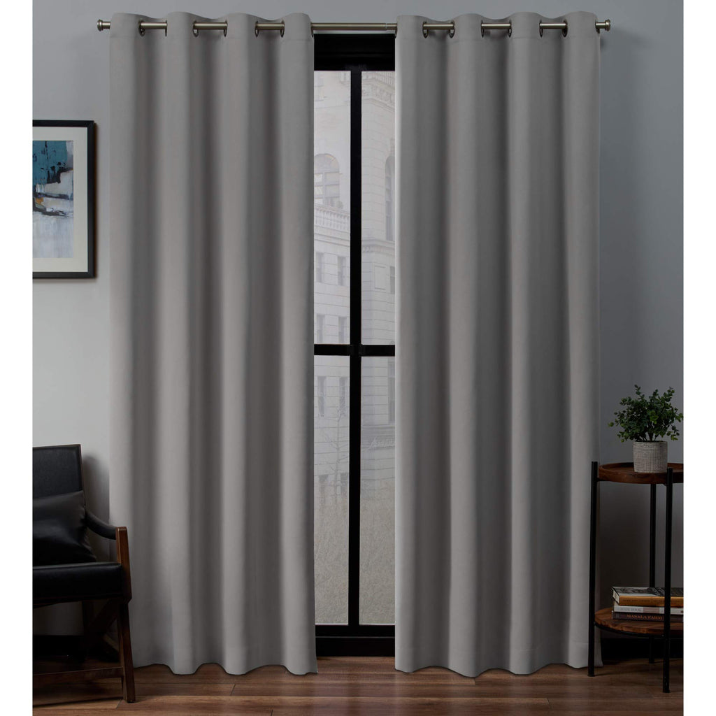 Exclusive Home Sateen Twill Woven Room Darkening Blackout Grommet Top Curtain Panel Pair, 52''x84'', Veridian Grey