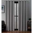 Exclusive Home Sateen Twill Woven Room Darkening Blackout Grommet Top Curtain Panel Pair, 52''x84'', Veridian Grey