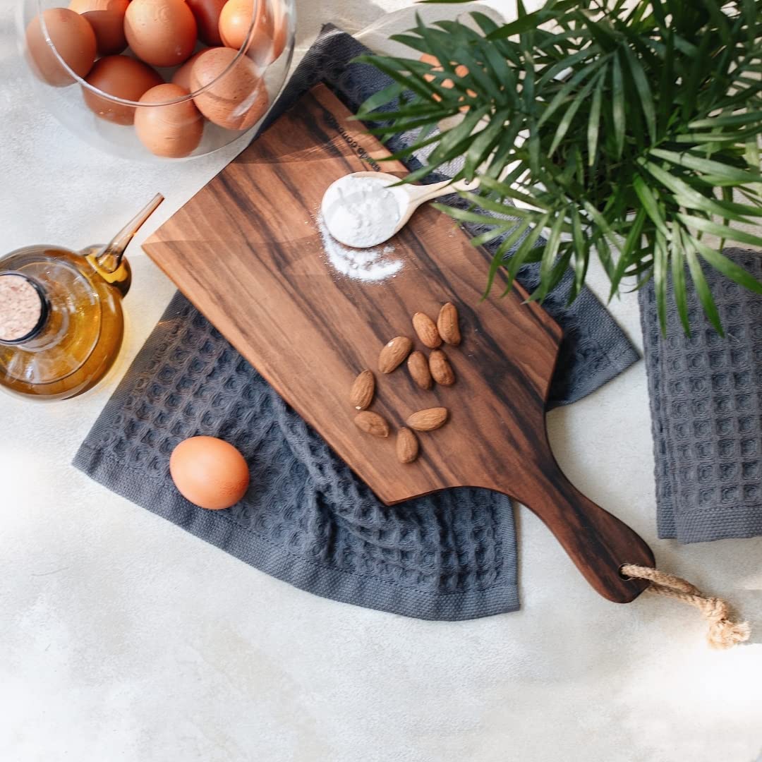 Sea Me At Home Waffle Washcloth Set, 100% Cotton (4 Pcs Washcloth 13X13 Inches, Charcoal)