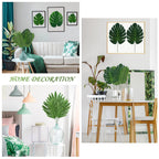 Quanqiufei 100 Pcs 9 Kinds Artificial Palm Leaves Tropical Fake Leaves, Monstera Leaf Gold Faux Leaves For Safari Jungle Hawaiia